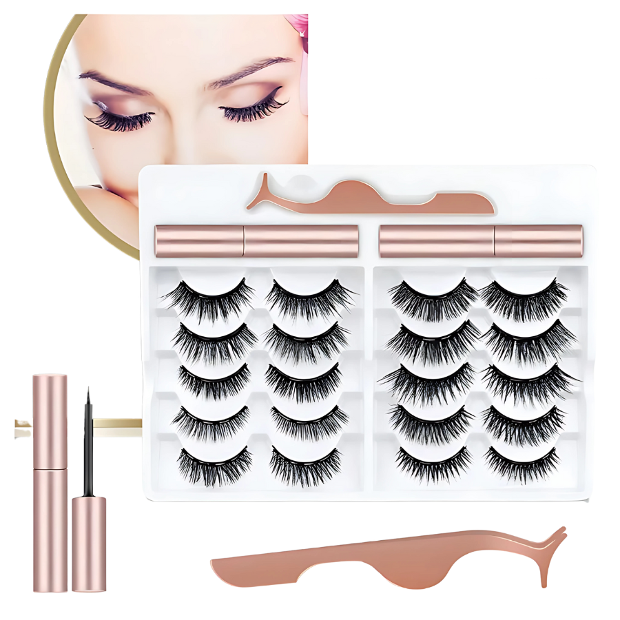 Kit 10 Pestañas magnéticas 3D+delineador