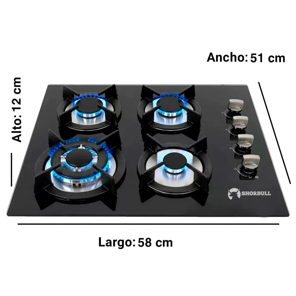 Parrilla 5 Quemadores Vidrio Shorbull