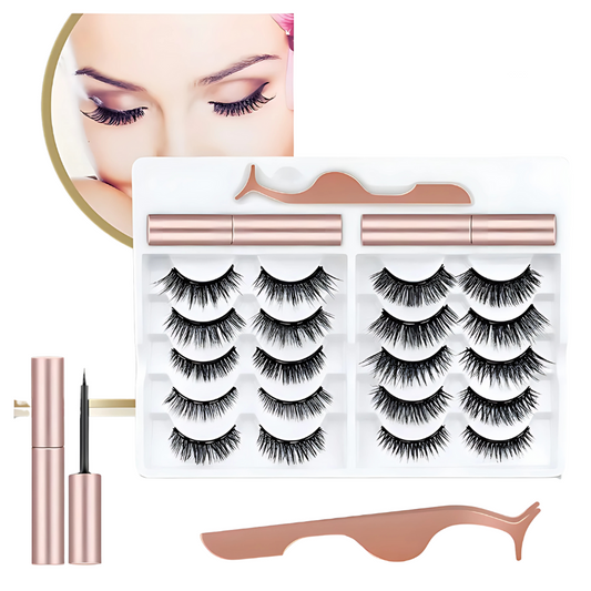 Kit 10 Pestañas magnéticas 3D+delineador