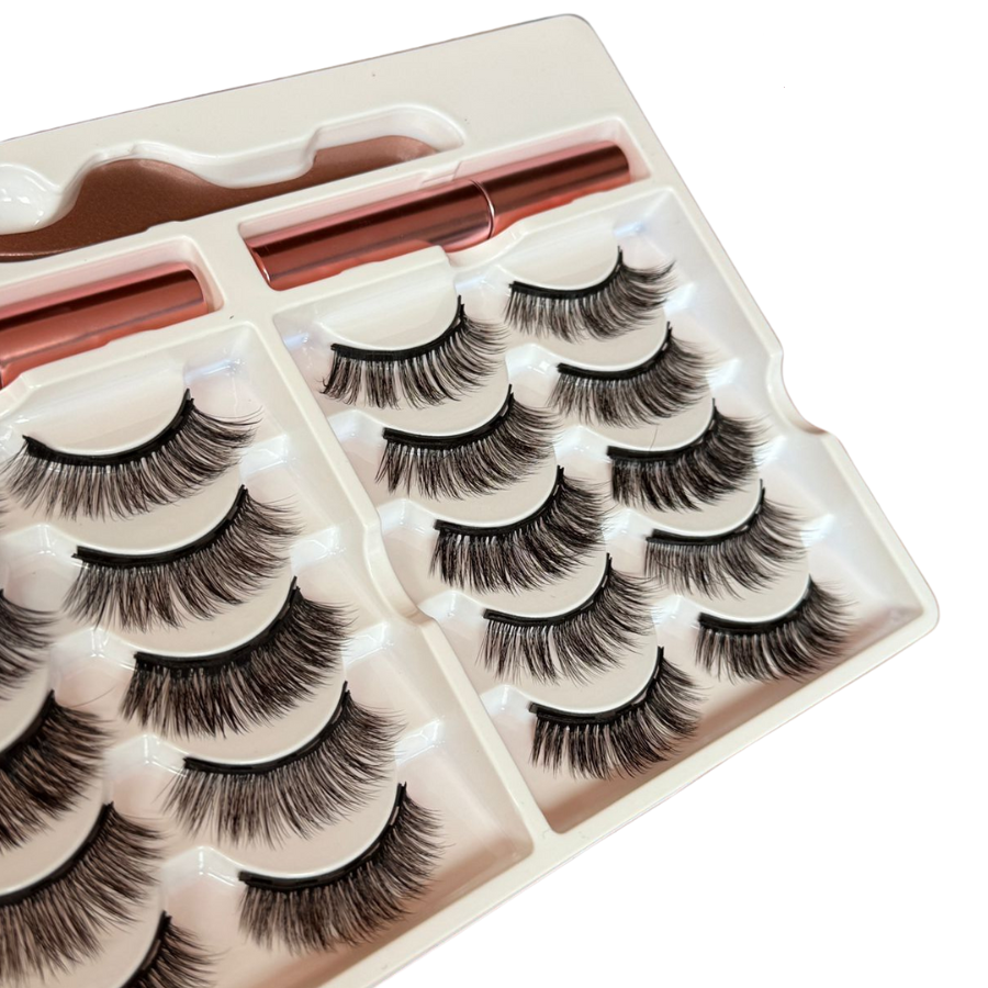 Kit 10 Pestañas magnéticas 3D+delineador